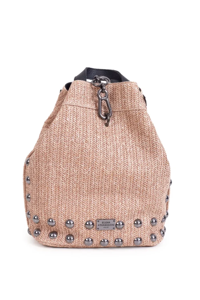 37 Black N' Metal Backpack Vegan Straw Pink - Image 1