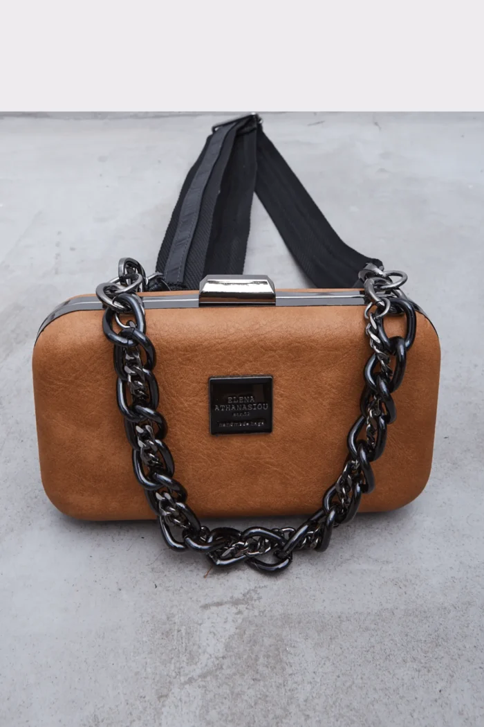 Box Chain Τσάντα Εξοδου Κονιακ - Image 4