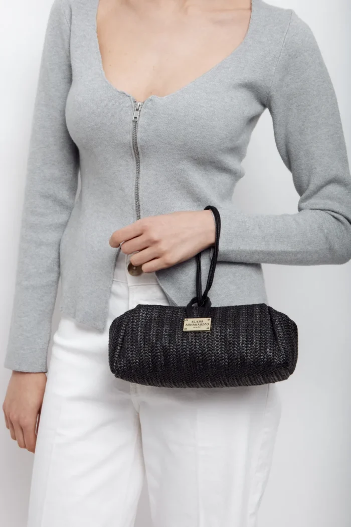 Lunchbag Vegan Straw Τσάντα Εξοδου Μαυρη - Image 2