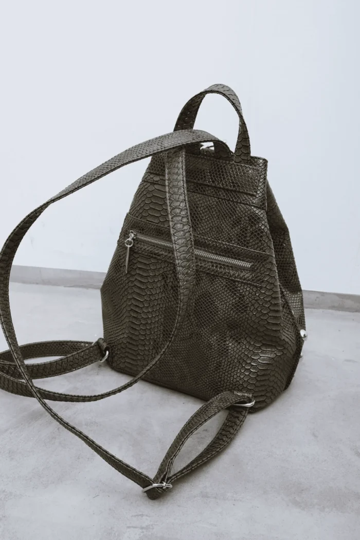 Black N' Metal Croco Backpack Γυναικείο Χακί - Image 5