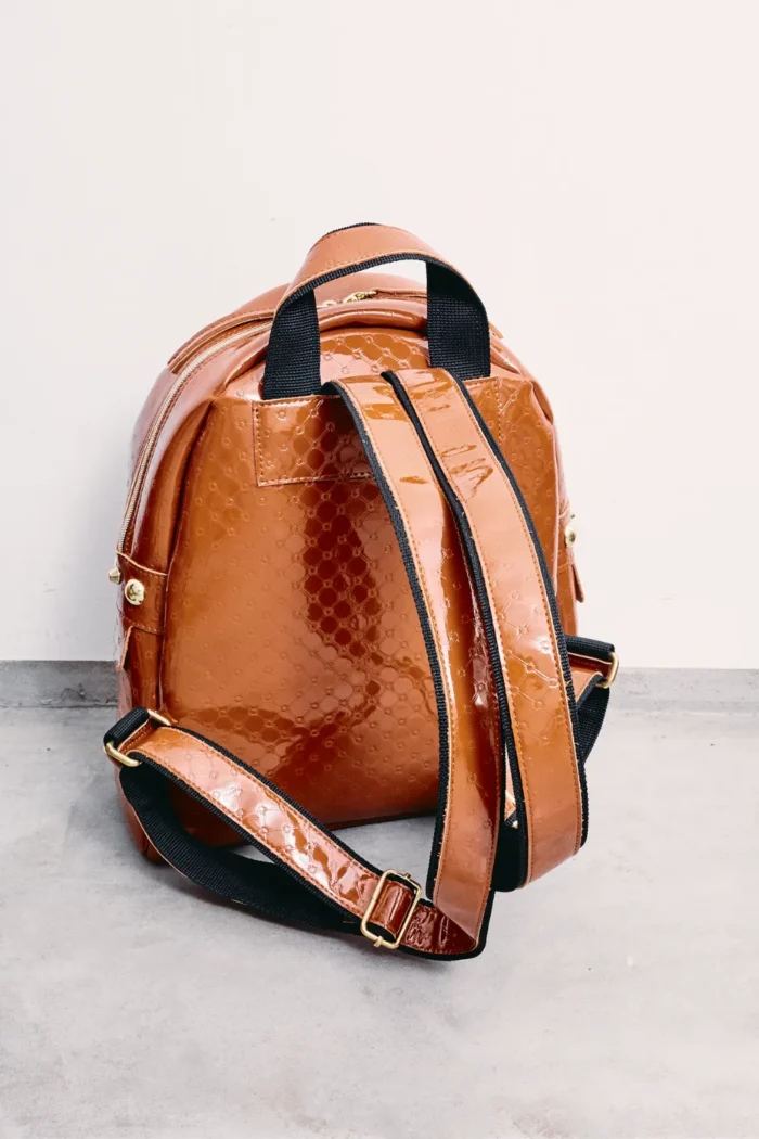 Retro Backpack Γυναικείο Λουστρίνι Κονιάκ Large - Image 4