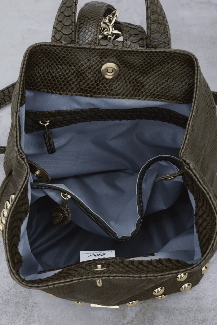 Black N' Metal Croco Backpack Γυναικείο Χακί - Image 9