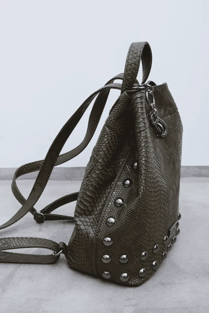 Black N' Metal Croco Backpack Γυναικείο Χακί - Image 4