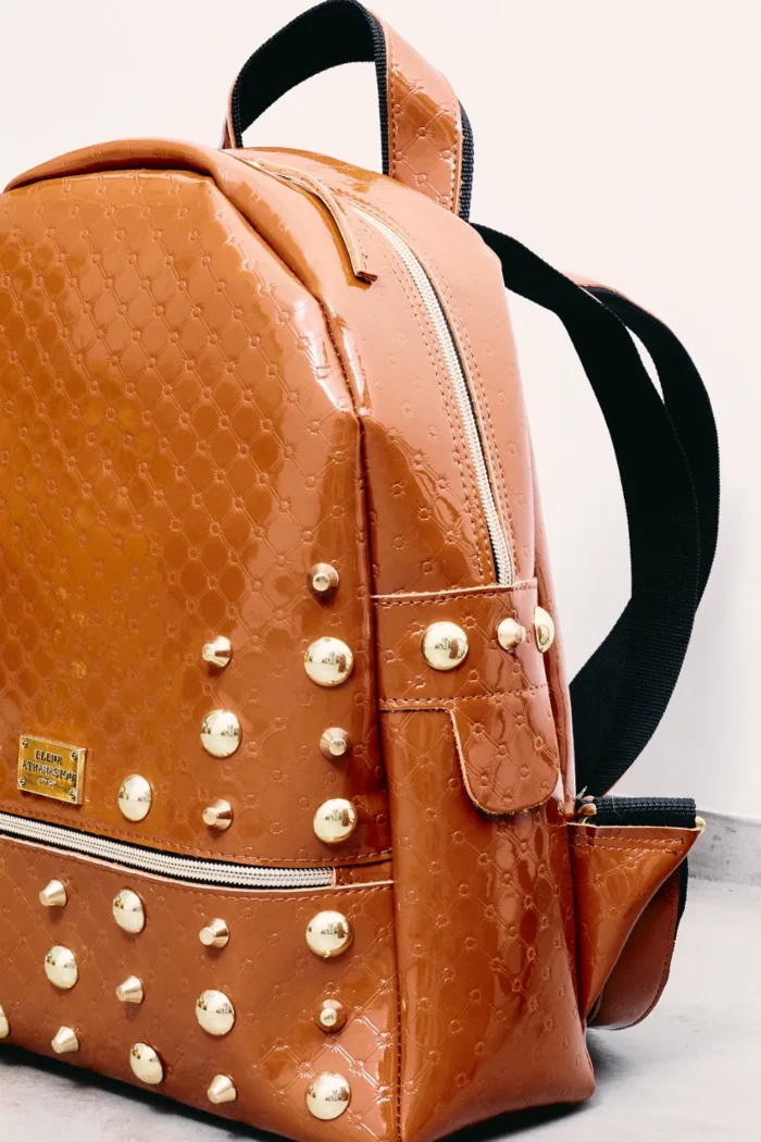 Retro Backpack Γυναικείο Λουστρίνι Κονιάκ Large - Image 3