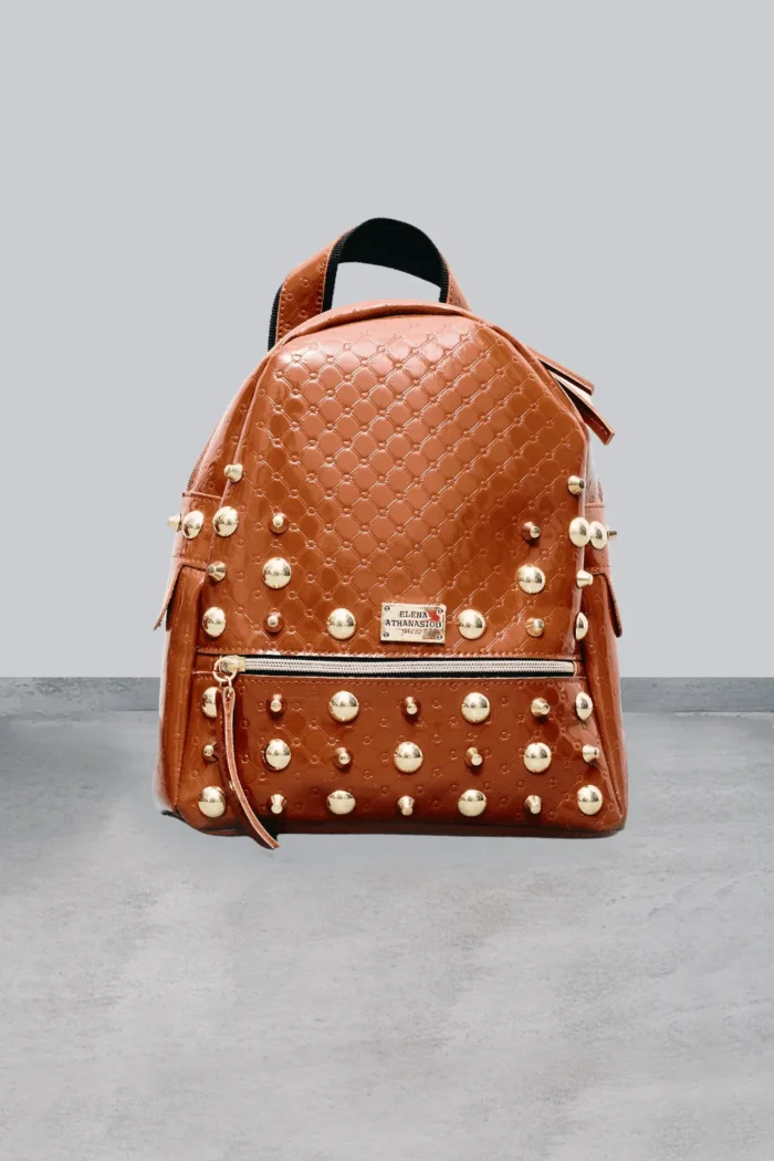 Retro Backpack Γυναικείο Λουστρίνι Κονιάκ Small - Image 2