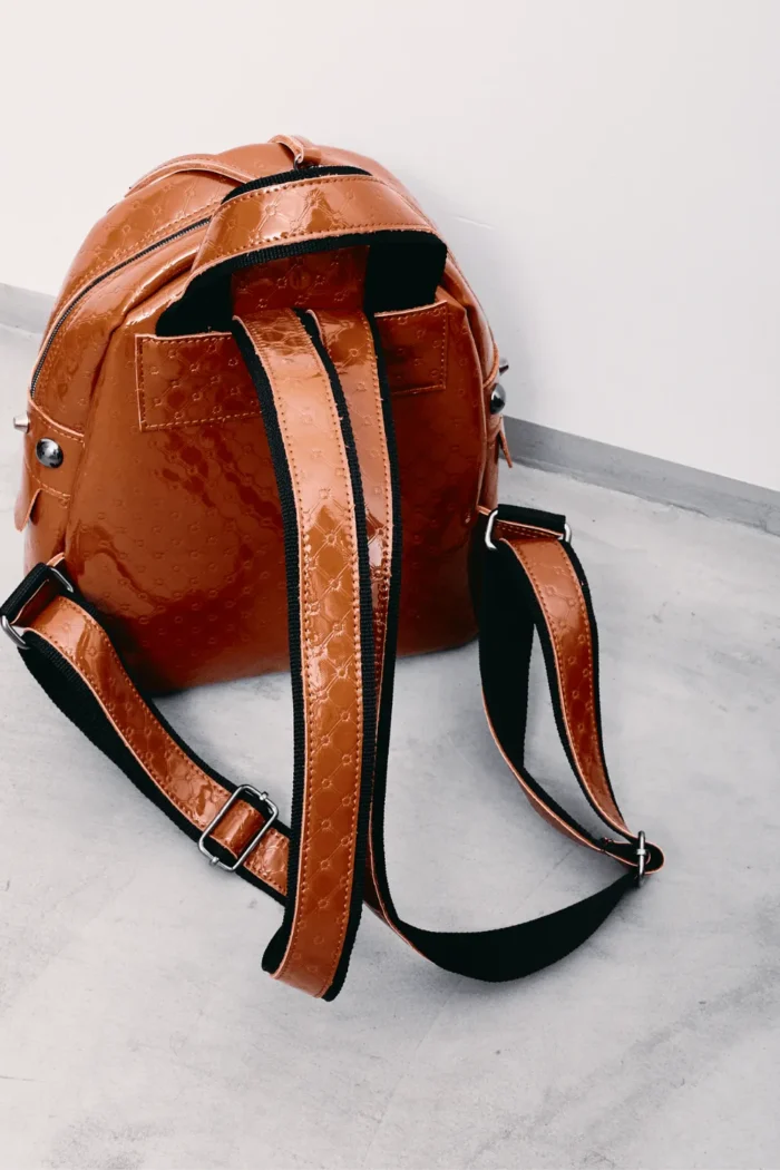 Retro Backpack Γυναικείο Λουστρίνι Κονιάκ Small - Image 6