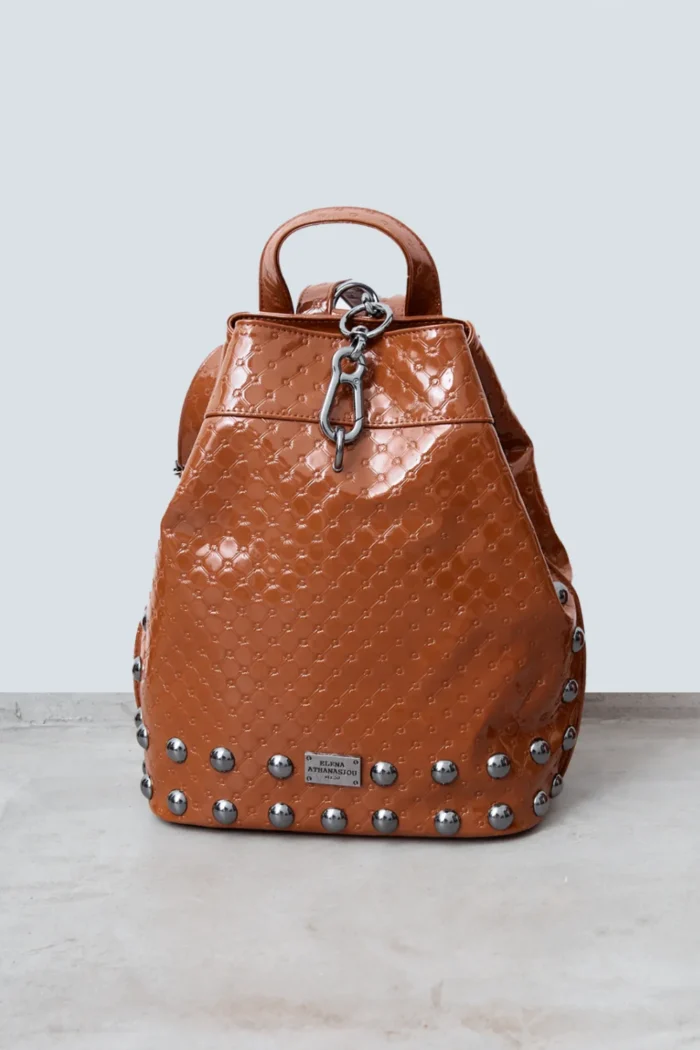 Black N' Metal Retro Backpack Γυναικείο Λουστρίνι Κονιάκ - Image 2