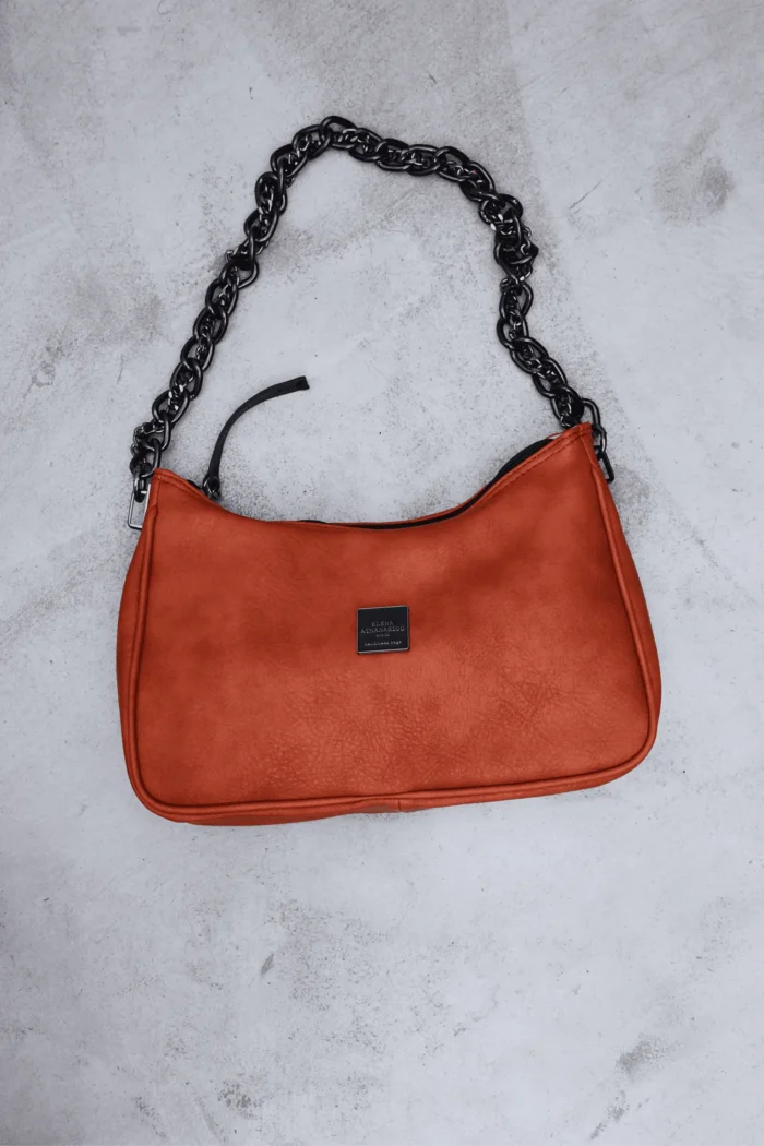 Retro Chain Baguette Bag Πορτοκαλί - Image 3