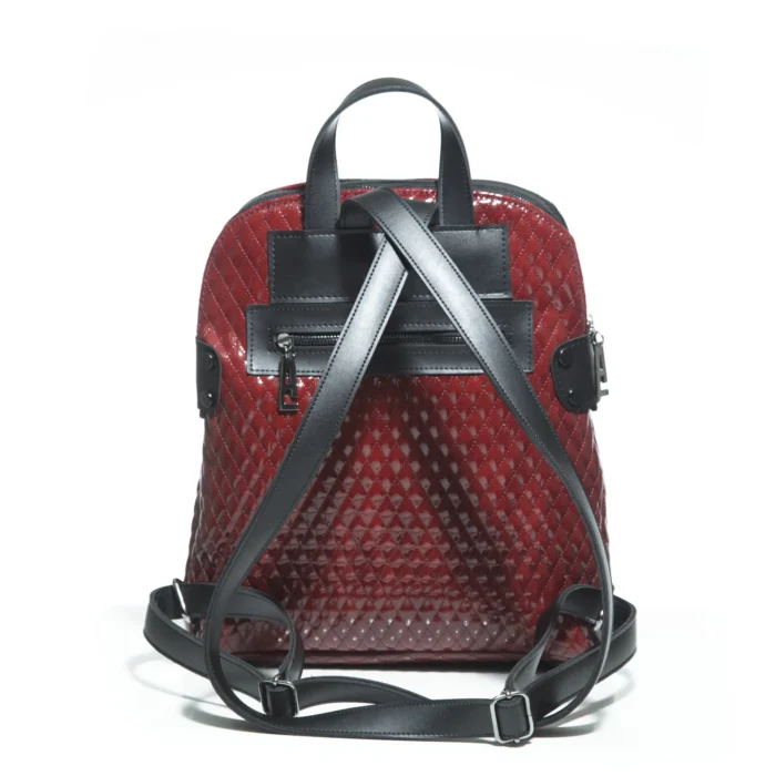 Biker Vinyl Backpack Γυναικείο Βουργουνδί - Image 3
