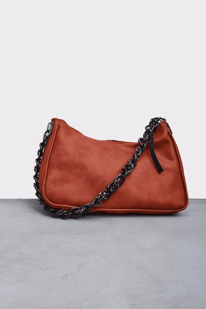 Retro Chain Baguette Bag Πορτοκαλί - Image 4