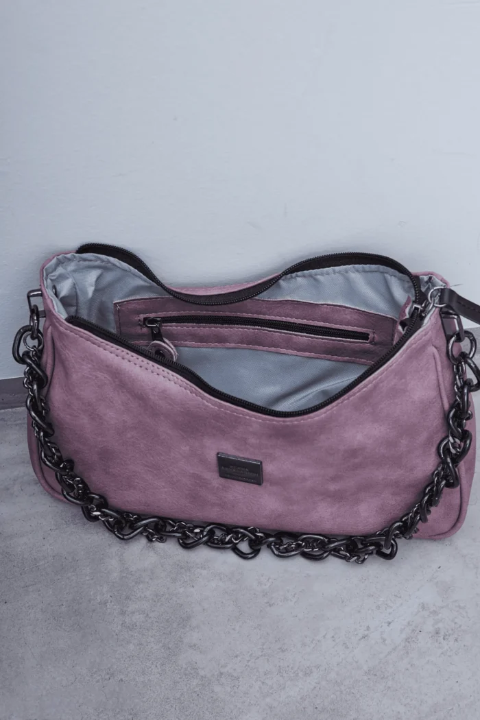 Retro Chain Baguette Bag Ροζ - Image 4