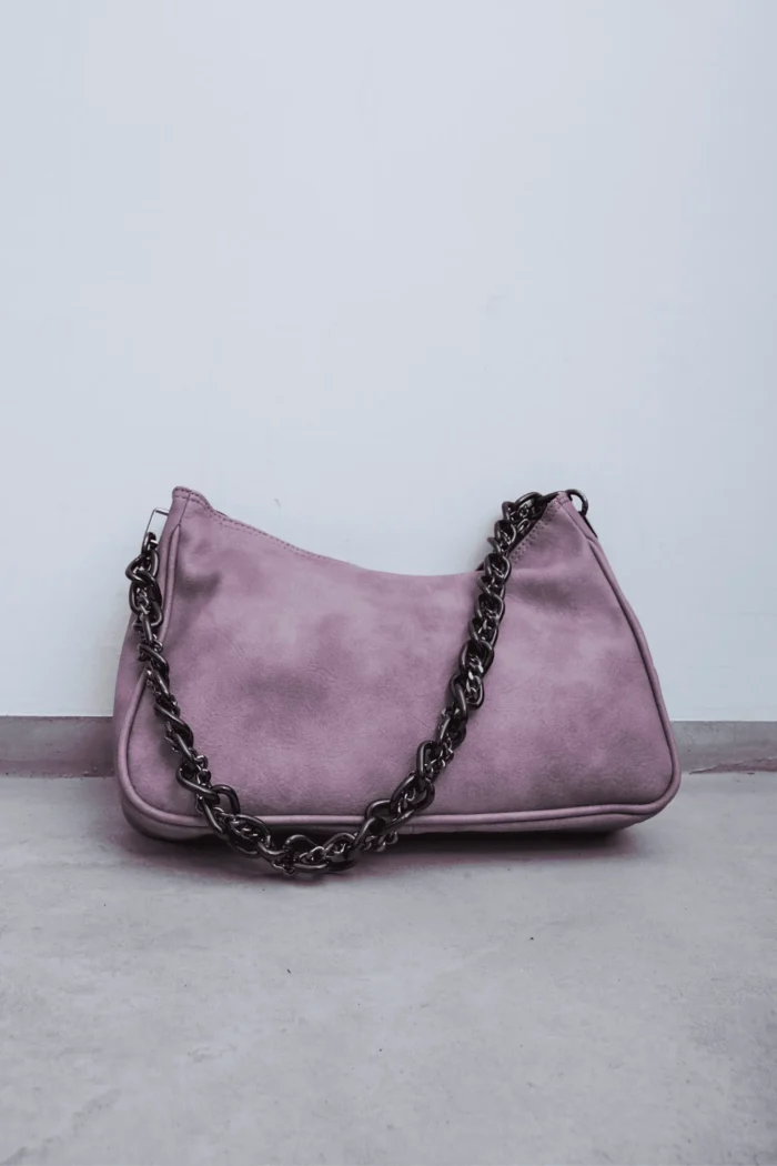 Retro Chain Baguette Bag Ροζ - Image 5