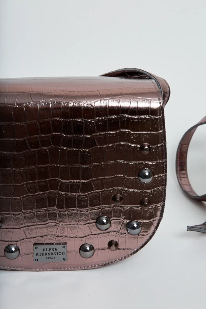 Croco Τσάντα Χιαστι Μεταλικο Γκρι Xl - Image 4