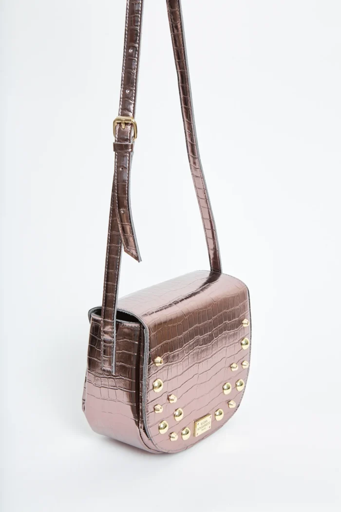 Croco Τσάντα Χιαστι Μεταλικο Γκρι Xl - Image 3