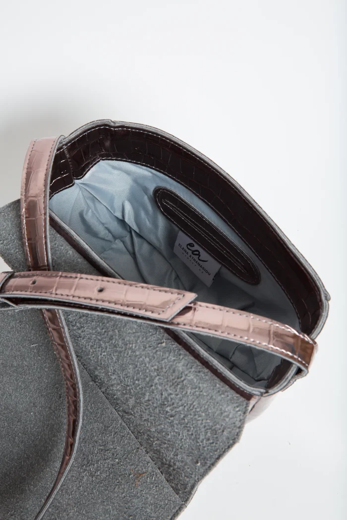 Croco Τσάντα Χιαστι Μεταλικο Γκρι Xl - Image 5