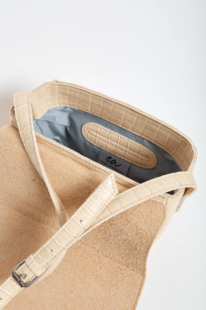 Croco Τσάντα Χιαστι Μπεζ Xl - Image 6