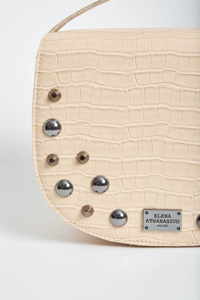 Croco Τσάντα Χιαστι Μπεζ Xl - Image 4