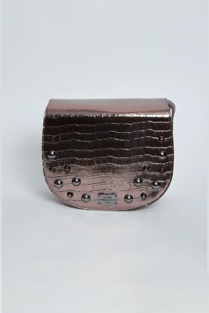 Croco Τσάντα Χιαστι Μεταλικο Γκρι Xl - Image 2