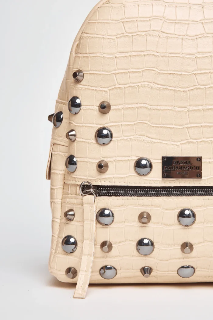 Croco Backpack Large Creme - Image 4