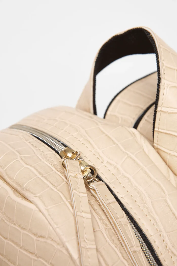 Croco Backpack Large Creme - Image 5