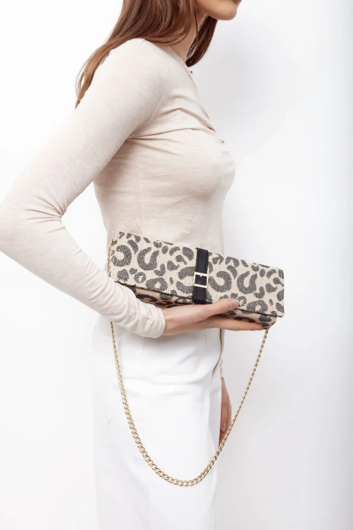 Feminine Straw Τσάντα Εξοδου Animal Large - Image 3