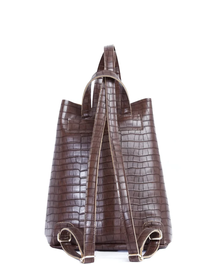 Backpack Croco Pattern Coffee - Image 3