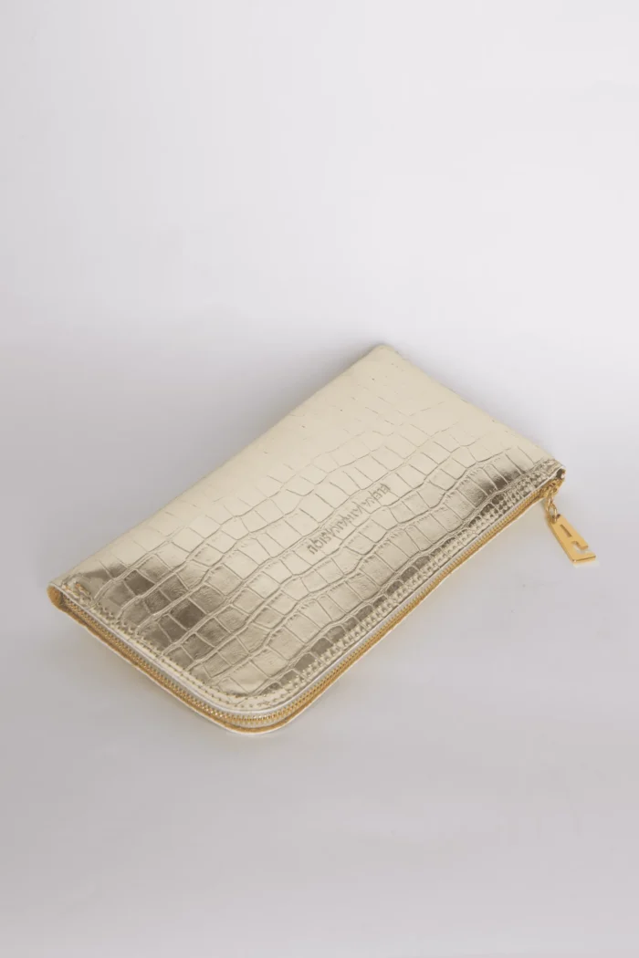 Croco Clutch Bag Χρυσό - Image 2