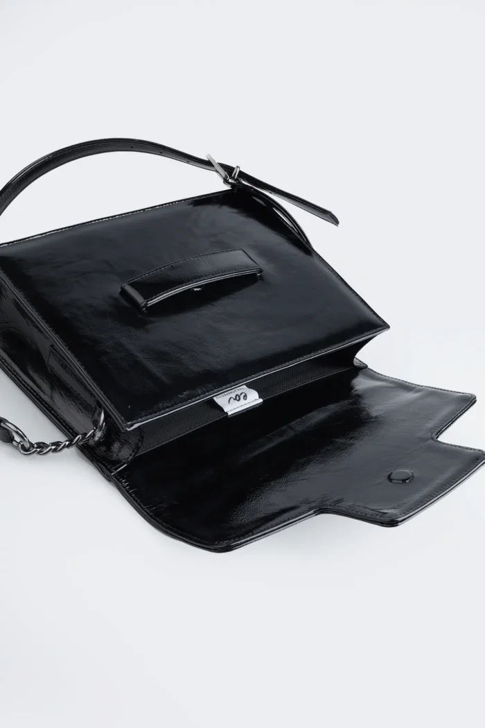 Cocktail Vinyl Τσάντα Ώμου Μαυρη Large - Image 4