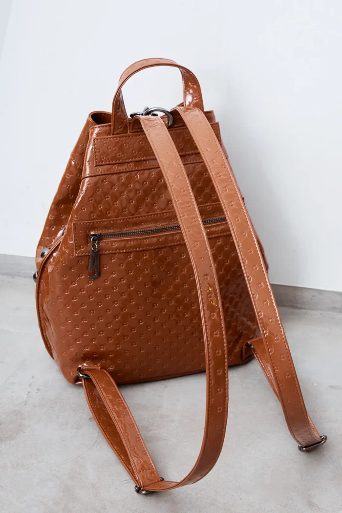 Black N' Metal Retro Backpack Γυναικείο Λουστρίνι Κονιάκ - Image 4