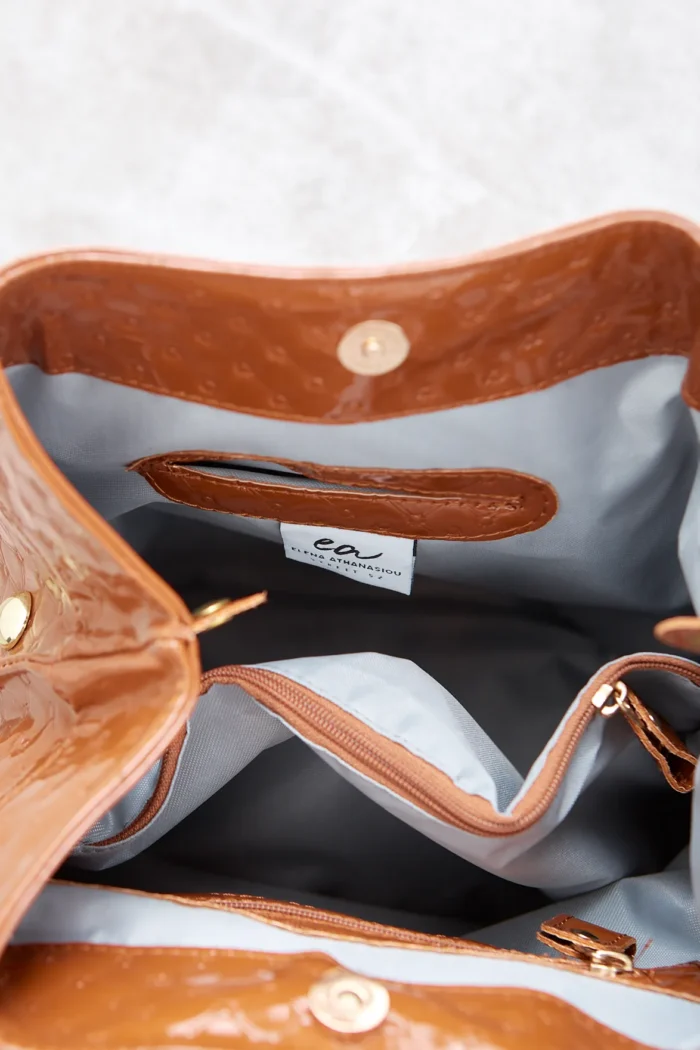 Black N' Metal Retro Backpack Γυναικείο Λουστρίνι Κονιάκ - Image 6