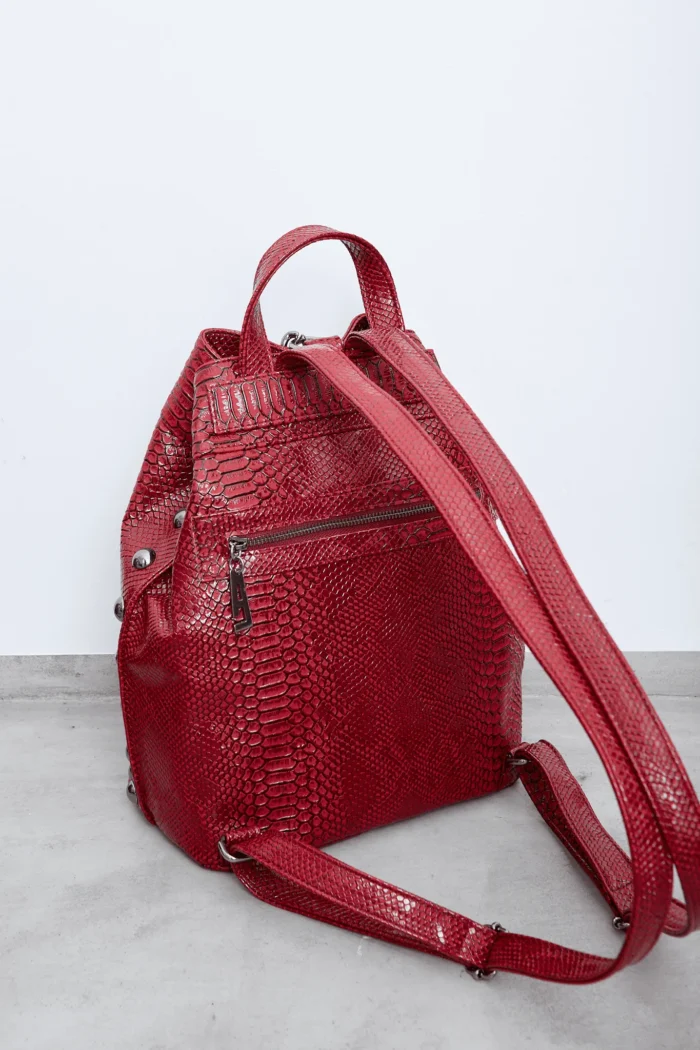 Black N' Metal Croco Backpack Γυναικείο Μπορντω - Image 4