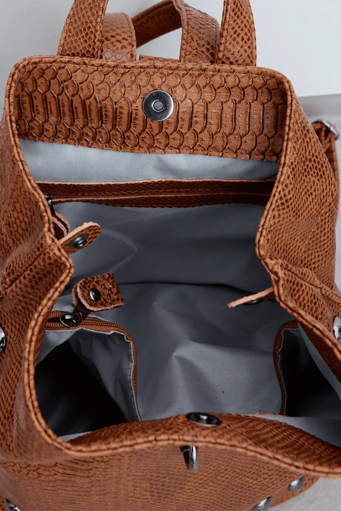 Black N' Metal Croco Backpack Γυναικείο Καφέ - Image 6