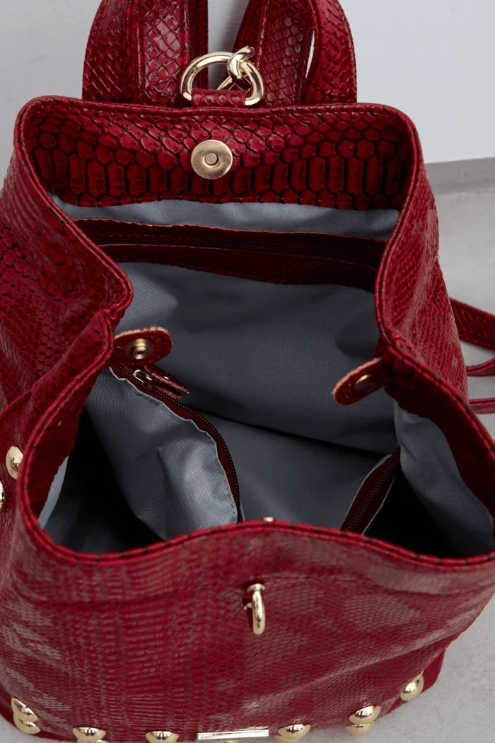 Black N' Metal Croco Backpack Γυναικείο Μπορντω - Image 5