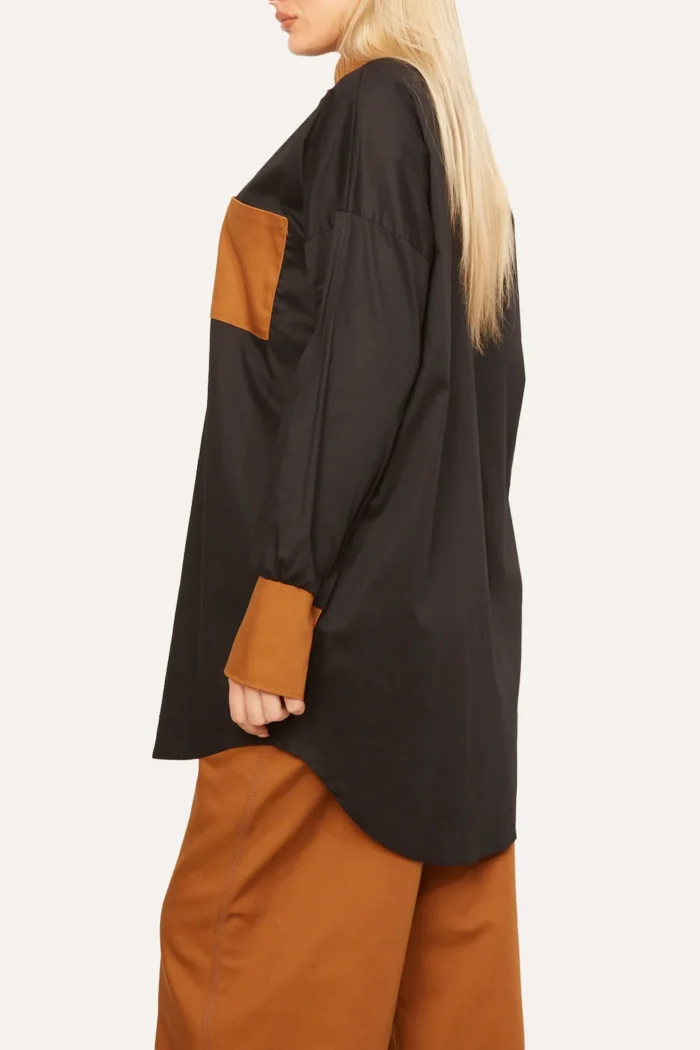 Amanda Patched Shirt Terracotta Black - Image 3