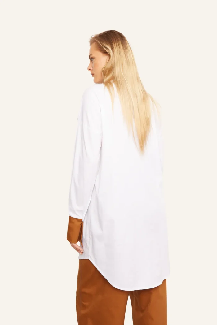 Amanda Patched Shirt Terracotta White - Image 2