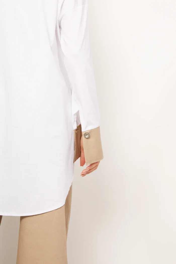 Amanda Patched Shirt Beige White - Image 2