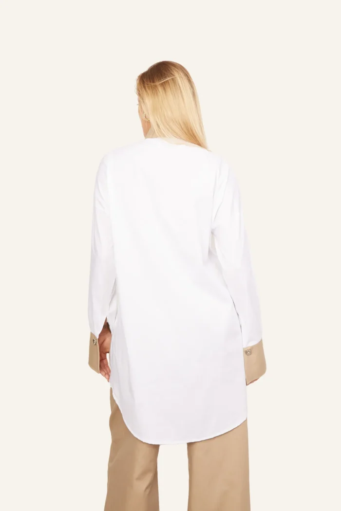 Amanda Patched Shirt Beige White - Image 4