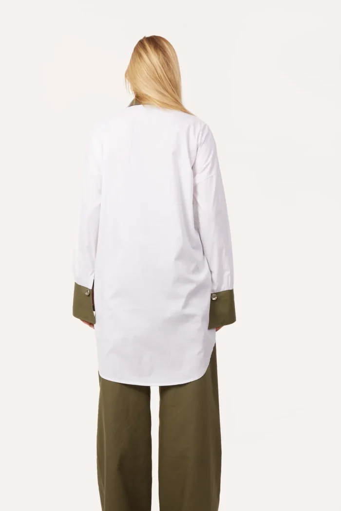Amanda Patched Shirt Khaki White - Image 4