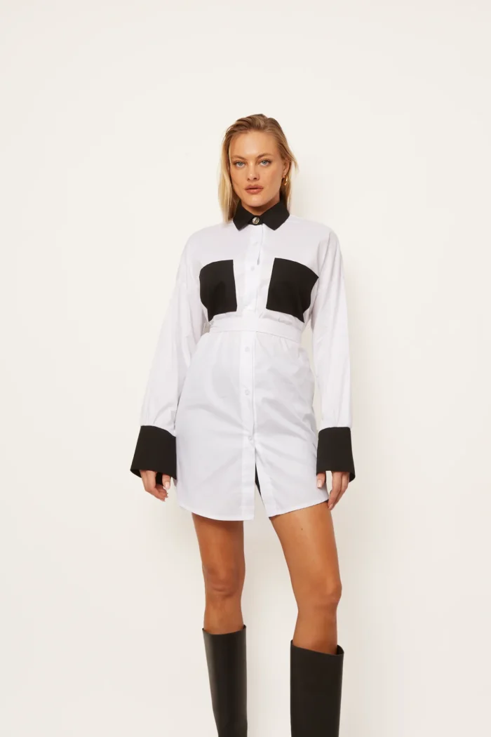 Amanda Patched Shirt Black White - Image 1