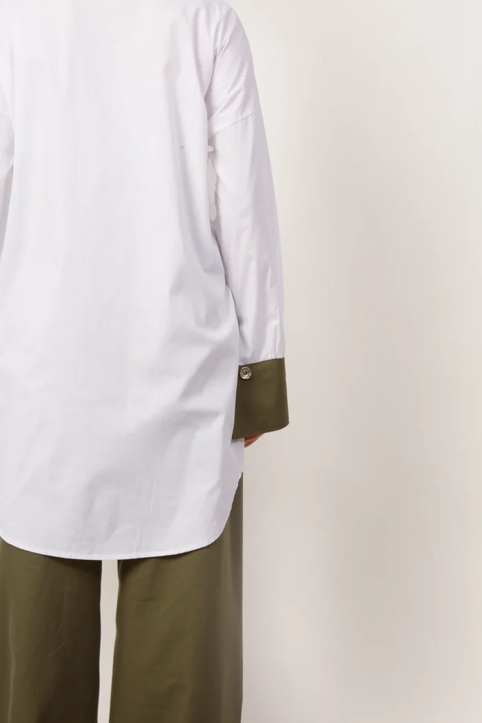 Amanda Patched Shirt Khaki White - Image 2