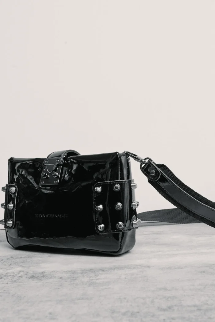 City Lady Vinyl Clutch Bag Black Silver - Image 3