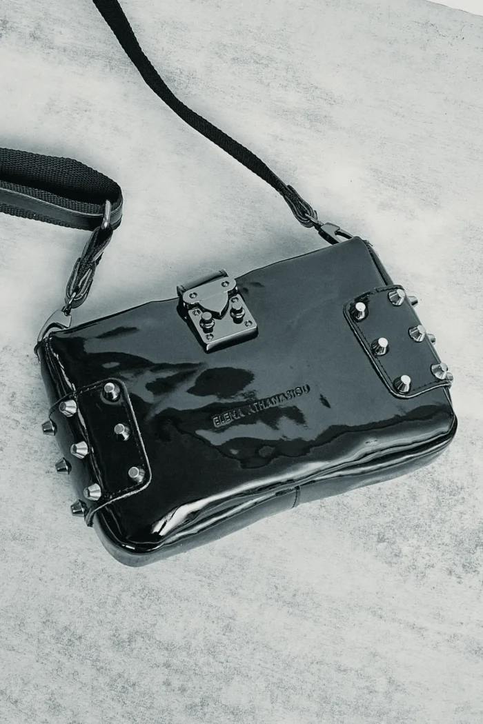 City Lady Vinyl Clutch Bag Black Silver - Image 2