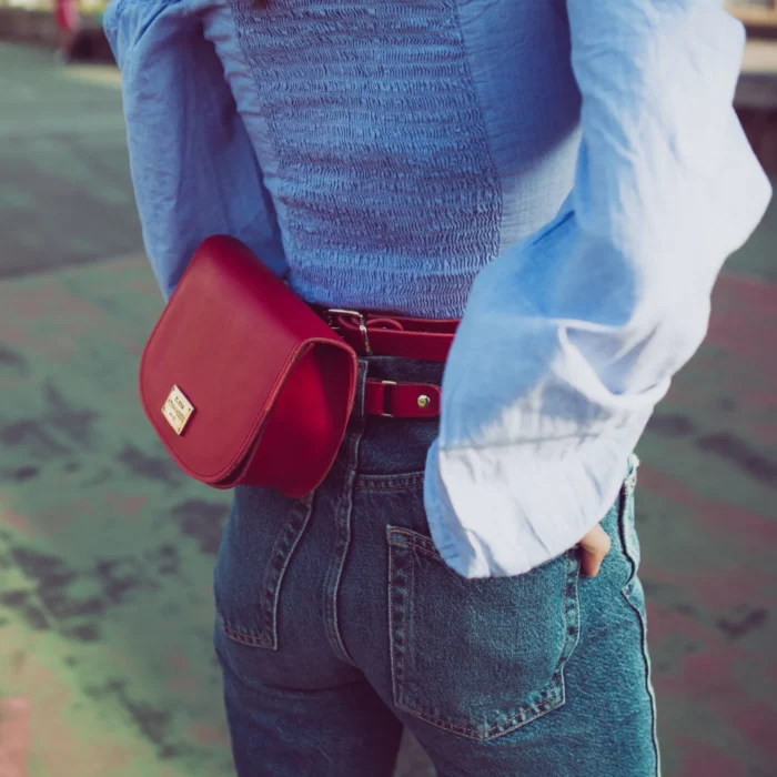 Double Belt Bag Τσάντα Εξοδου Κόκκινο - Image 2