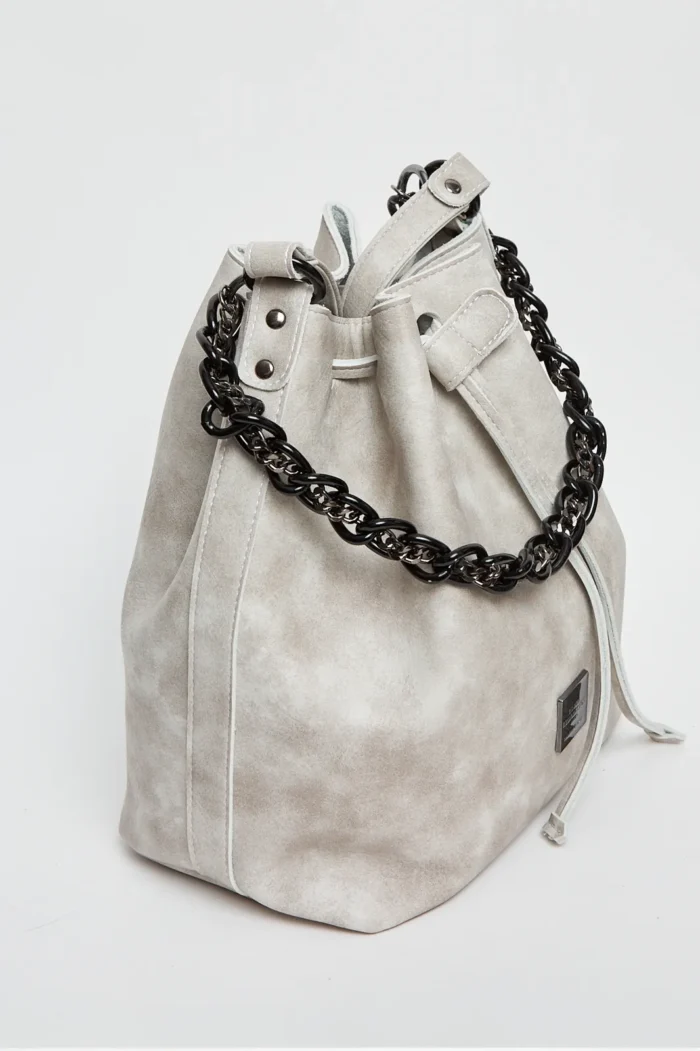 Retro Chain Pouch Bag Γκρί - Image 7
