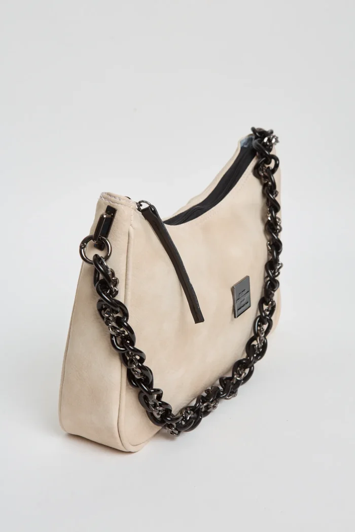 Retro Chain Baguette Bag Μπεζ - Image 2