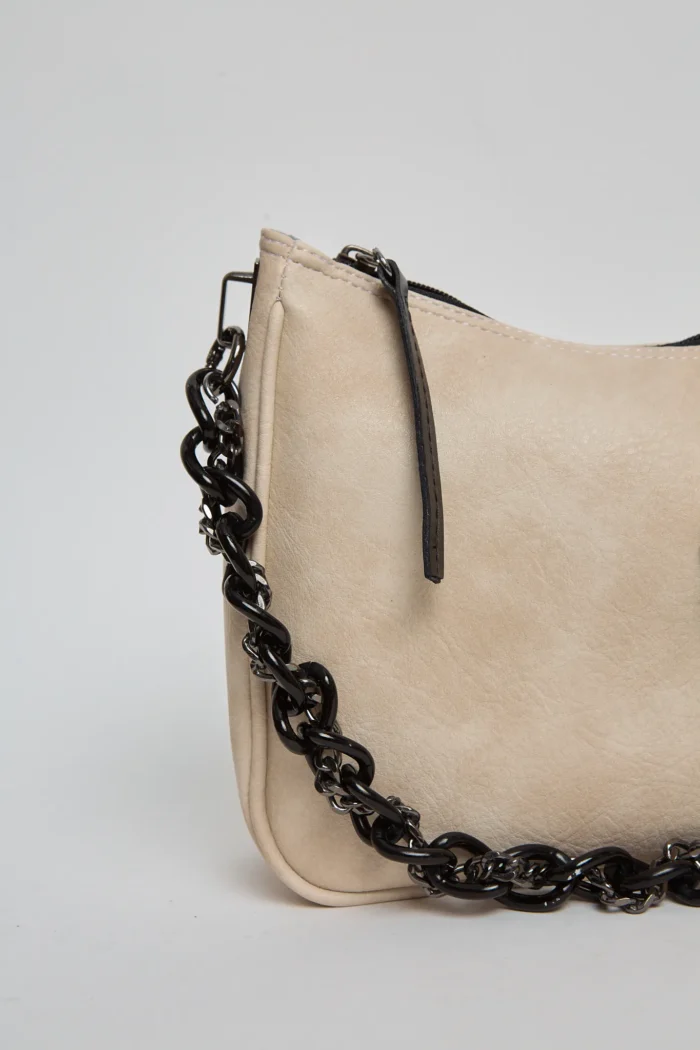 Retro Chain Baguette Bag Μπεζ - Image 6