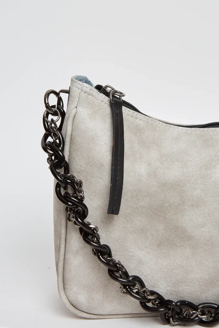 Retro Chain Baguette Bag Γκρι - Image 6