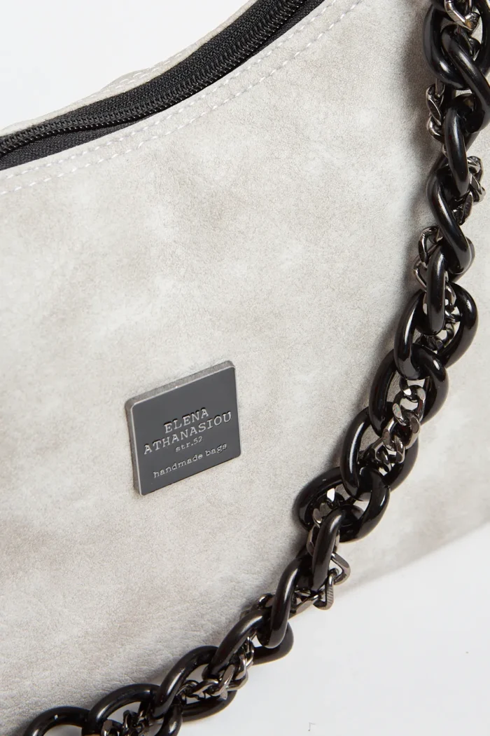 Retro Chain Baguette Bag Γκρι - Image 5