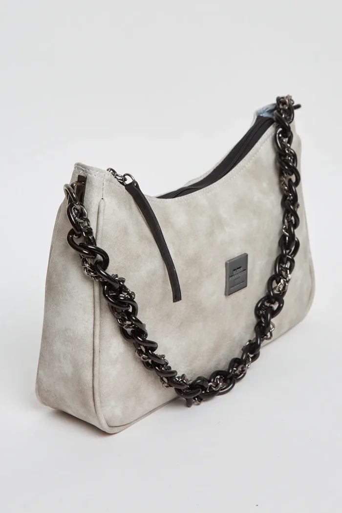 Retro Chain Baguette Bag Γκρι - Image 2