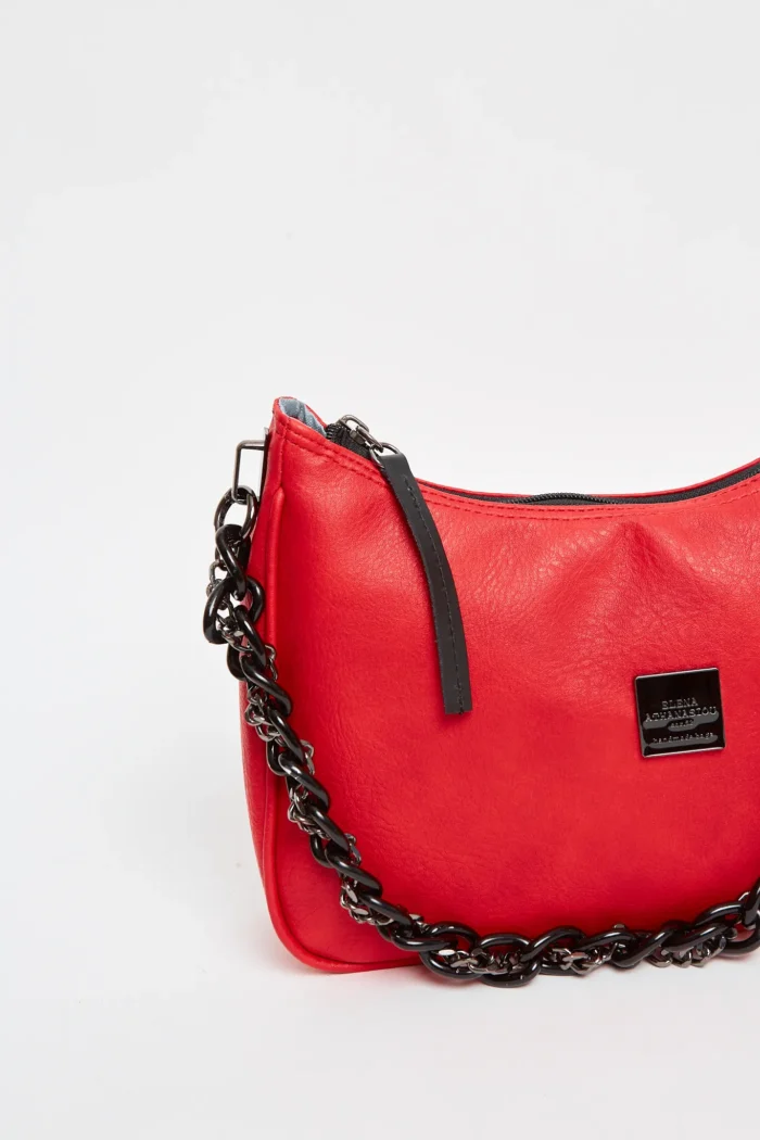 Retro Chain Baguette Bag Κόκκινο - Image 4